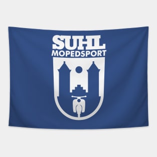 Suhl Mopedsport Schwalbe Logo (white) Tapestry