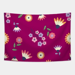 viva magenta geomatric flower pattern Tapestry