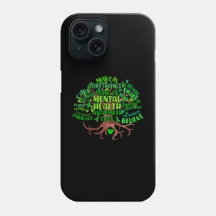 Mental Health Awareness Tree Mens Womens Grreen Ribbon Phone Case