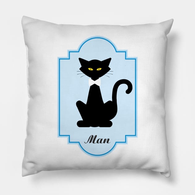 Cat WC label Man Pillow by tonyleone