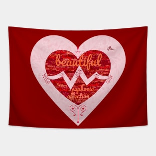 Valentine's Beating Heart in Love Tapestry