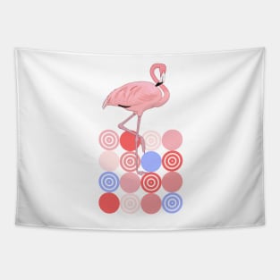 Retro Dots Shapes Midcentury Modern Flamingo Tapestry