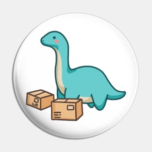 Cute dino long neck with package, dinosaur Pin