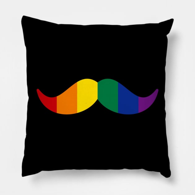 Mustache Rainbow Gay Pride Funny Men Daddy Pillow by AimArtStudio