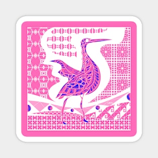 pink kitsch agami heron bird in ecopop talavera pattern wallpaper of wonder Magnet