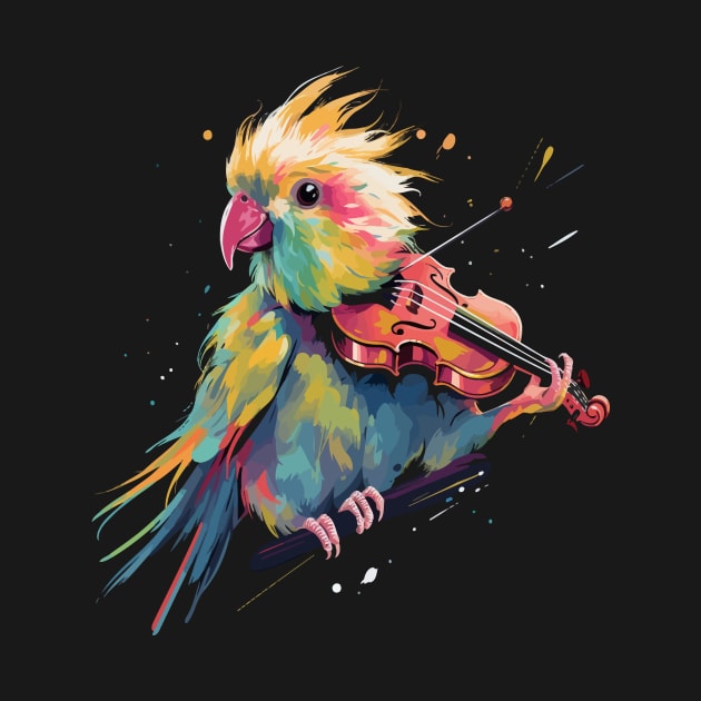 Cockatiel Playing Violin by JH Mart