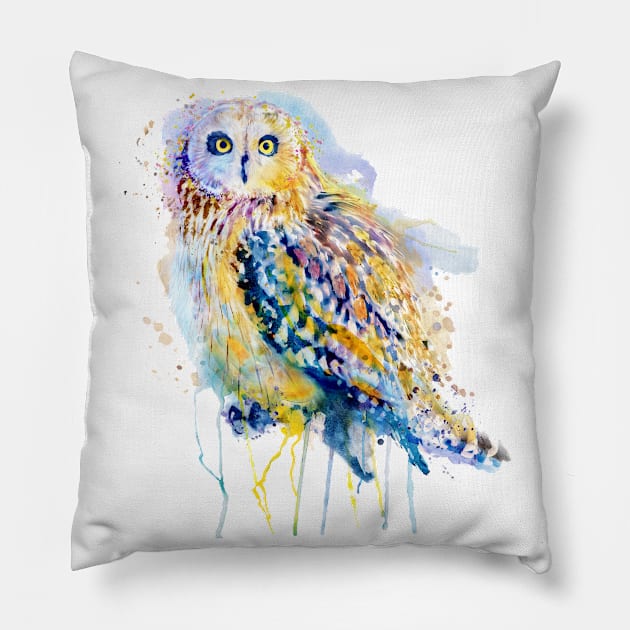 Short Eared Owl Pillow by Marian Voicu