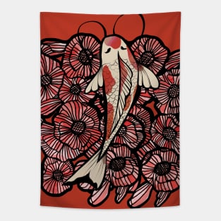 Koi Pond Poppies Tapestry