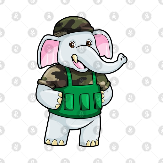 Elephant as Soldier with Uniform & Helmet by Markus Schnabel