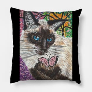 Siamese cat butterfly Pillow