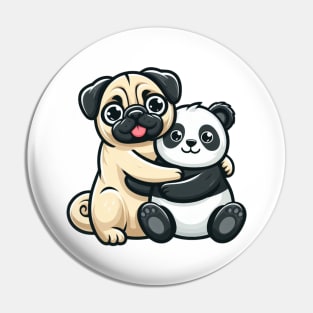 Pug and Panda are Animal Pals Pin