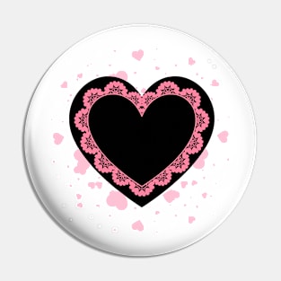 Black and Pink Heart Valentines Day Pin