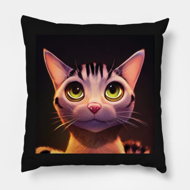 Cute Tabby Cat Pillow by Geminiartstudio