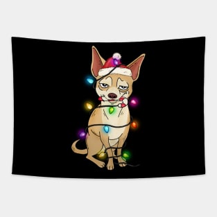 Funny Chihuahua Dog Christmas Lights Tapestry