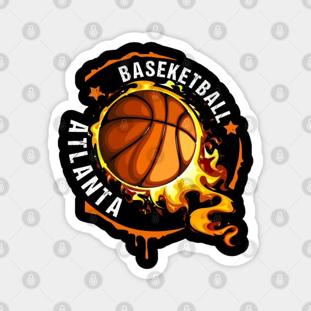 Graphic Basketball Name Atlanta Classic Styles Magnet by Irwin Bradtke