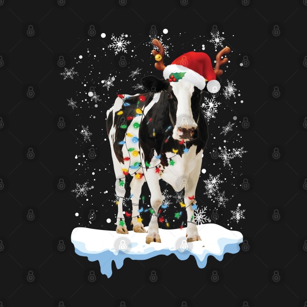 Mooey Christmas Heifers Santa Xmas Lights Cow Lovers by reginaturner