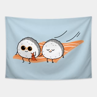 Sushi couple on flying carpet Tapestry