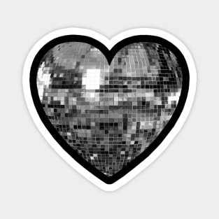 Mirrored Silver Disco Ball Heart Magnet