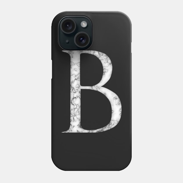 B in Roman White Marble Latin Alphabet Letter Sticker Phone Case by SolarCross