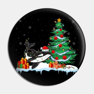 Orca Lover Christmas - Orca Wearing Santa Hat Pin