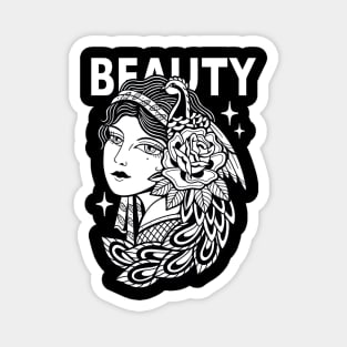 Girl Beauty Traditional Vintage Tattoo Magnet