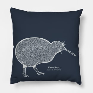 Kiwi Bird with Common and Latin Names - animal ink design Pillow