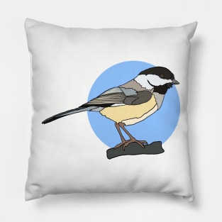 Black Capped Chickadee on Blue Pillow