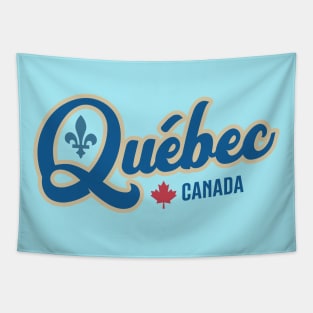 Quebec Canada Classic Athletic Script Blue Tapestry