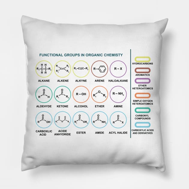 Functional Groups In Organic Chemistry Pillow by ScienceCorner
