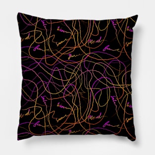 Abstraction with doodles in orange and violet colors Pillow