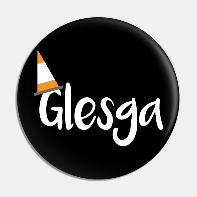 Glesga Orange Traffic Cone Design Pin by MacPean