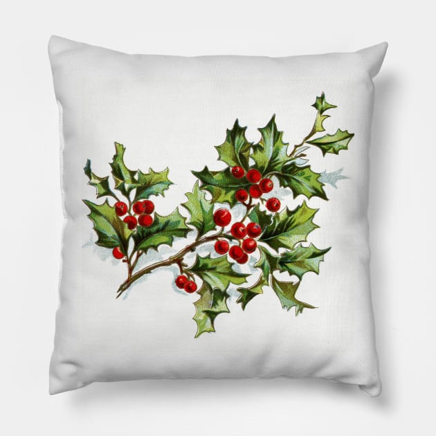 Holly Berries 001 Pillow by JAMFoto