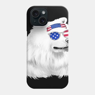 American Eskimo Dog Usa American Flag Phone Case