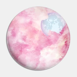 Pink Galaxy Background Full Moon Pin