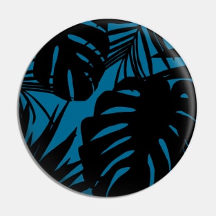 Tropical Leaves in Silhouette on Blue Pin