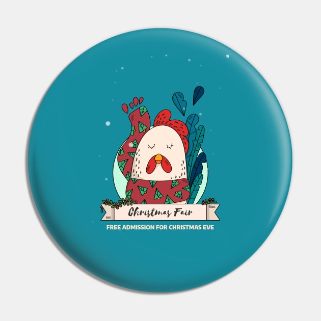 Christmas Fair Chicken Pin by Christamas Clothing