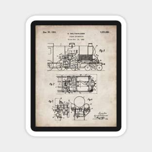 Steam Train Patent - Steam Locomotive Art - Antique Magnet