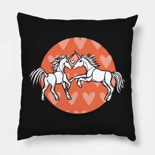 Love Kiss Unicorns — Inktober Unicorn illustration series Pillow