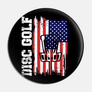 Disc Golf American Flag T-Shirt Pin