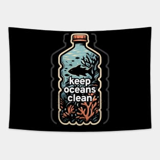 Protect Our Oceans: Keep Oceans Clean, Not Mean! Say No to Plastic Pollution Tapestry
