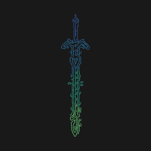 Zonai Gradient Sword Geoglyph Black Background (Totk) by HeartonSleeves