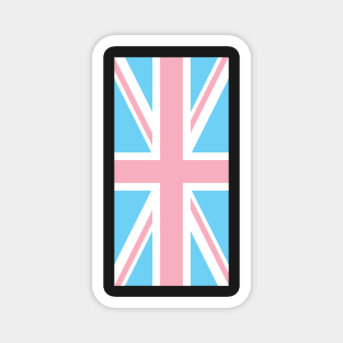 TRANSGENDER UK FLAG (UNION JACK) (alt-angle) - PALE BLUE, WHITE AND PINK TRANSGENDER FLAG Magnet