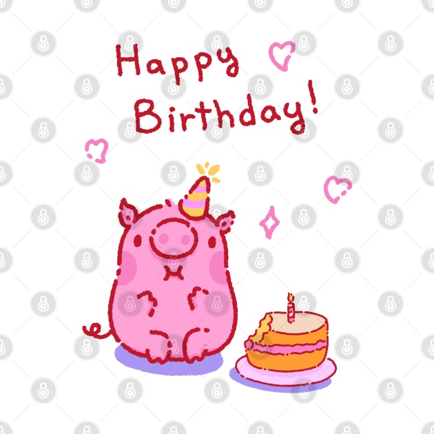 Pig wishes you happy birthday by Tinyarts