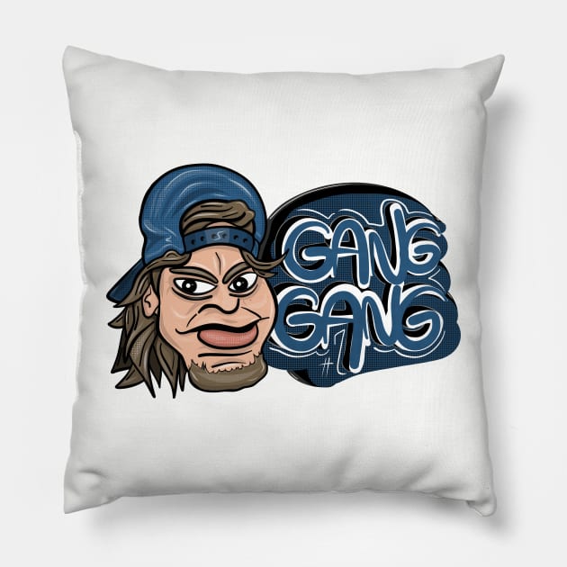 Theo Von Gang Gang Illustration Design (Red) Pillow by Ina