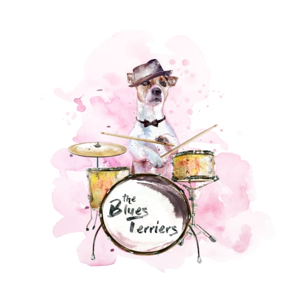 Jack Russell Terrier Playing Drums by Marian Voicu