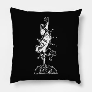 Grotesque medieval art - black and white Pillow