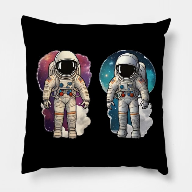 Splash Paint Astronaut: Detailed Illustration in Halo of Venus (539) Pillow by WASjourney