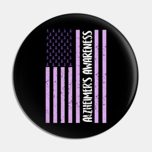 Cool America Flag Alzheimer Awareness Shirt Family Gift Pin