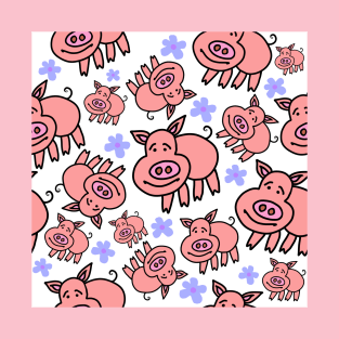 Pink Pigs and Lavender Flowers T-Shirt