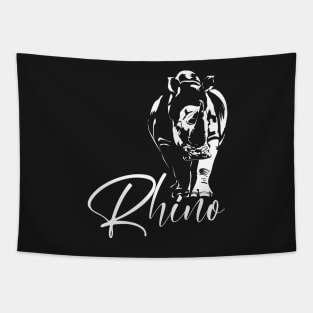 Rhinoceros on a black background Tapestry